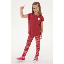 U.S. Polo Assn. Kız Çocuk Vişne Kalp Desenli İnterlok Eşofman Altı 50306278-VR223
