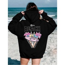 Beach Baskılı 2 Iplik Yünlü Sweatshirt