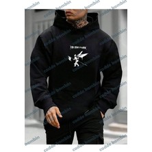 Erkek Siyah Linkin Park Baskılı Kapüşonlu