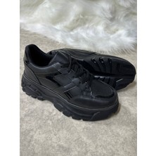 Günlük Kadın Sneaker Kalın Yüksek Taban Bağcıklı Rahat Tiger Şeritli Spor Ayakkabı 032