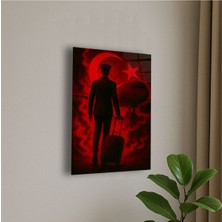 Erkek Pilot ve Uçak Temalı Cam Tablo Pilot Hediye Uçak Hediye Türk Bayrağı