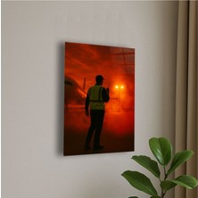 Havaalanı Yer Personeli Temalı Cam Tablo Erkek Havaalanı Personeli Hediye Isme Özel Hediye