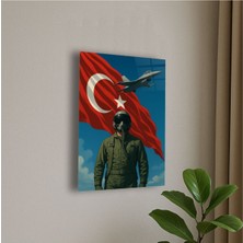 Türk Askeri Pilot Temalı Cam Tablo Asker Hediye Pilot Hediye Isme Özel Doğum Günü, Ev Hediyesi