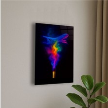 Duman ve Uçak Temalı Cam Tablo Pilot - Hava Personeli Hediye Isme Özel Doğum Günü, Ev Hediyesi