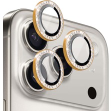 Microsonic Apple iPhone 17 Pro Max Tekli Diamond Taşlı Kamera Koruma Camı Turuncu