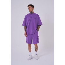 Oversıze Kargo Cepli Basic Şort New Purple