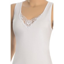 Öts Kadın Atlet Ribana Kalın Askı Güpürlü (%100 Pamuk)