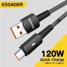 Essager 1 Metre 120W 6A PD3.1 USB to Type-C Mega Hızlı Data Şarj Kablosu, Ultra Sağlam Halat Kablo Kopmaz
