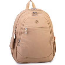 Nas Bag UNİSEX Büyük Boy Sırt Çantası Çok Gözlü Okul Çantası Kum