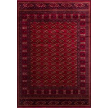 Herat HER03 Red Nostaljik Afgan Desenlerini Viskon Yumuşaklığı ile Buluşturan Ince Makine Halısı