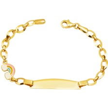 Gökkuşağı 14 Ayar Altın Plakalı Çocuk Künyesi