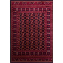 Herat HER03 Navy Nostaljik Afgan Desenlerini Viskon Yumuşaklığı ile Buluşturan Ince Makine Halısı