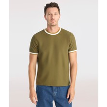Yargıcı Ribana Detaylı Erkek Bisiklet Yaka T-shirt