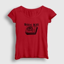 Presmono Kadın Kırmızı Logo Bikini Kill T-Shirt
