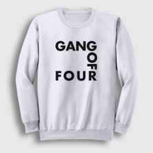 Presmono Unisex Beyaz Logo Gang Of Four Sweatshirt