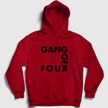 Presmono Unisex Kırmızı Logo Gang Of Four Kapüşonlu Sweatshirt