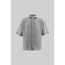 Erkek Basic Striped Cotton Siyah Gömlek