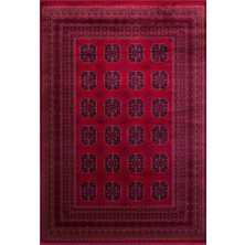 Herat HER02 Red Nostaljik Afgan Desenlerini Viskon Yumuşaklığı ile Buluşturan Ince Makine Halısı