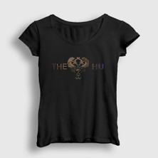Presmono Kadın Siyah Logo Rock The Hu T-Shirt