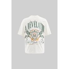 Erkek La Revelation Printed Oversize Ekru Tişört