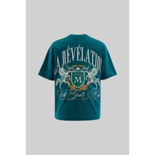 Erkek La Revelation Printed Oversize Oil Green Tişört
