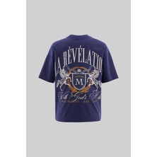 Erkek La Revelation Printed Oversize Lacivert Tişört