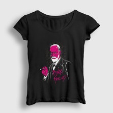 Presmono Kadın Siyah Sigmund Freud Filozof Felsefe Pink Freud T-Shirt