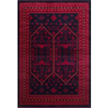 Herat HER01 Navy Nostaljik Afgan Desenlerini Viskon Yumuşaklığı ile Buluşturan Ince Makine Halısı