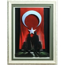 E38 El Işçiliği Türk Bayrağı  Kağıt Rölyef Tablo 67X87 cm - 6348