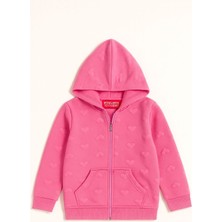 Miniğimin Cicileri Dokulu Kız Çocuk Kapüşonlu hırka - Pembe