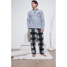 Buratti Regular Fit Bisiklet Yaka Kışlık Yumuşak Dokulu Polar Pijama Takımı Erkek Pijama Takımı 6096100