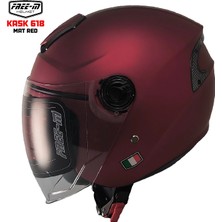 Free-M 618 Yarım Kask Mat Kırmızı(Güneş Vizörlü)