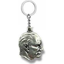 Herşey Nota Mustafa Kemal Atatürk Silüet Figürlü Metal Anahtarlık – Gümüş Renk Unisex Aksesuar