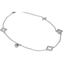 Kadın Çiçek ve Taş Detay Çelik Halhal