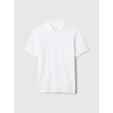 Gap Erkek Çocuk Beyaz Gap Logo Piqué Polo Yaka T-Shirt
