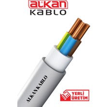 Alkan 3x2,5 Mm² Nvv Nym Kablo Beyaz (%100 Bakır) 15 Metre