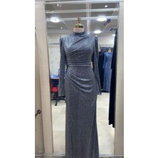 Drapeli Simli Likralı Abiye