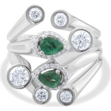 Lial Diamond 1.50 Karat Pırlanta Zümrüt Yüzük, Gerçek Pırlanta, Sertifikalı Mücevher