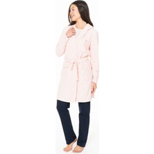 U.s Polo Assn. 20127 Kadın Ince Polar Uzun Kollu Kapişonlu Sabahlık-Pembe