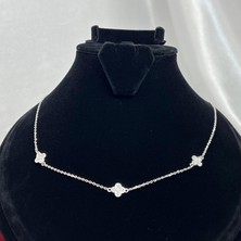 Zirkon Taşlı Üçlü Yonca Kadın Kolyesi 925 Ayar Gümüş Rodyumlu
