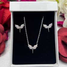 Renkli Zirkon Taşlı  Kadın Kolyesi 925 Ayar Gümüş Zincirli Rodyumlu