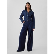 Gap Kadın Lacivert Mid Rise UltraSoft Baggy Jean Pantolon