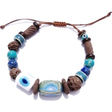 Funny Takı Lapis Lazuli ve Varisit Doğaltaşlı Bodrum Cam Nazar ve Toprak Boncuklu Bileklik