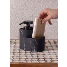 The Mia Sıvı Sabunluk Marble Süngerli Siyah SBN0099