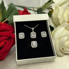 Baget Model Kadın 3'lü Takı Setii 925 Ayar Gümüş Zirkon Taşlı