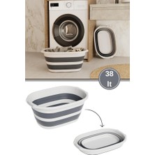 38 Litre Büyük Katlanır Sepet, Geniş Hacimli Akordiyon Çamaşır Selesi Oyuncak Kutusu Organizer 38LT