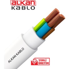 Alkan 3x2,5 Mm² H05VV-F Ttr Kablo Beyaz (%100 Bakır) 10 Metre