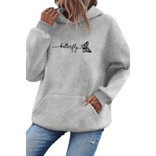 Butterfly Ön Yazı Baskılı Içi Pamuklu Unisex Sweatshirt
