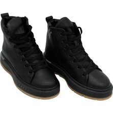 Orla Hakiki Deri 6 cm Boy Uzatan Kadın Bot - Siyah