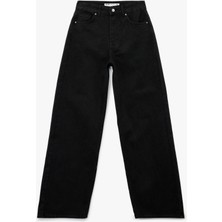 Yüksek Bel Pamuklu Düğmeli Geniş Paça Jean Pantolon -  Wide Leg Jeans
